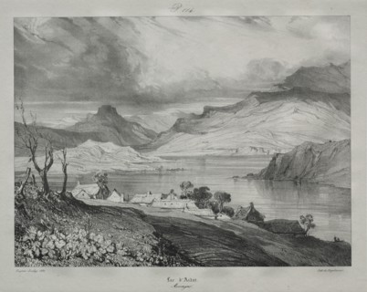Auvergne:  Lac d'Aidat, Auvergne, 1831. Eugène Isabey (French, 1803-1886). Lithograph