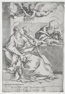 The Holy Family with Two Angels. Guido Reni (Italian, 1575-1642). Etching; sheet: 22.6 x 15.7 cm (8