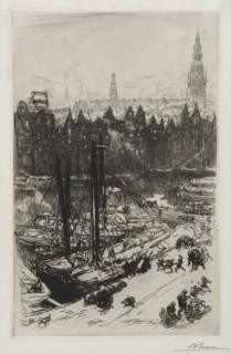 Amsterdam, vue de Victoria Hotel. Auguste Louis Lepère (French, 1849-1918). Etching