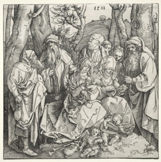 The Holy Family with Two Musician Angels, 1511. Albrecht Dürer (German, 1471-1528). Woodcut; sheet:
