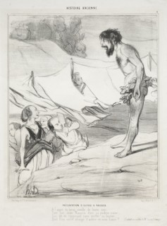 published in le Charivari (no du 30 mars 1842): Ancient History, plate 4: The Presentation of