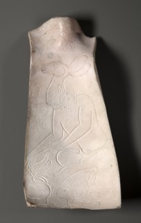Shell with Seated Noble, 600-900. Mexico or Central America, Maya style (250-900). Conch shell;