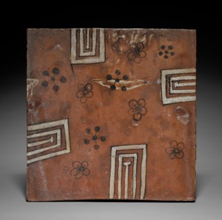 Tile: Red Oribe Ware; Platform for Tea in Summer, c. 1600. Japan, from Gifu Prefecture, Momoyama