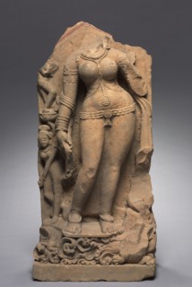 River Goddess Ganga, c. 600. Northern India, Mathura, Vardhama Period, 6th-7th Century. Sandstone;