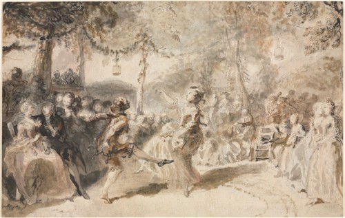 Costumed Dancers Performing in a Garden Tavern, 1756. Augustin de Saint-Aubin (French, 1736-1807).
