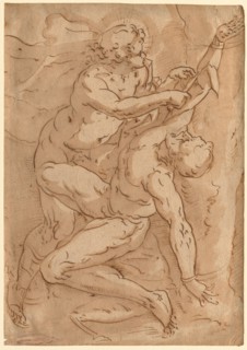Apollo Flaying Marsyas (recto) Two Sketches of a Mother and Child (verso) , 16th century. Anonymous