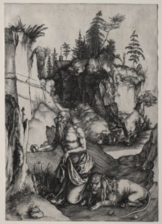 St. Jerome in Penitence, c. 1497. Albrecht Dürer (German, 1471-1528). Engraving