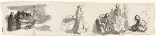 Sheet of Studies with a Group of Four Figures to the Right, third quarter 1800s. Honoré Daumier