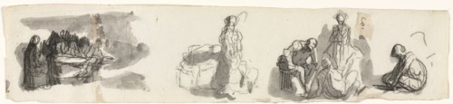 Sheet of Studies with a Group of Four Figures to the Right (recto) Sketches of Various Figures
