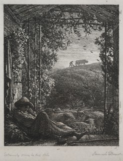 The Sleeping Shepherd, 1857. Samuel Palmer (British, 1805-1881). Etching