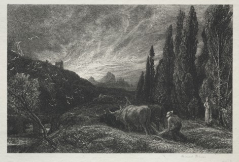 The Early Plowman. Samuel Palmer (British, 1805-1881). Etching