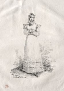 Young Woman Standing. Horace Vernet (French, 1789-1863). Lithograph