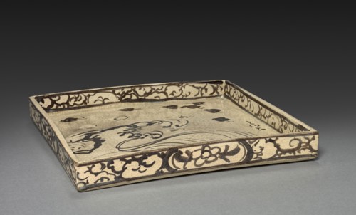 Square Dish with Design of Plovers over Waves, c. 1700. Ogata Korin (Japanese, 1658-1716), Ogata