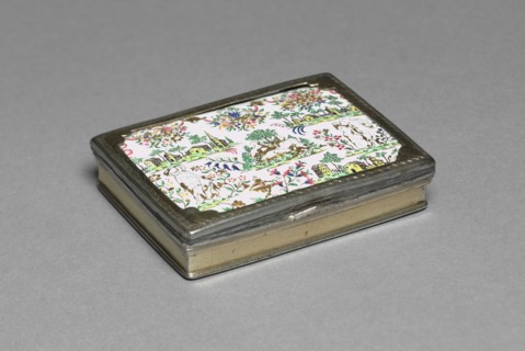 Box with Enamel Plaque Set in Cover, c. 1730. Germany, 18th century. Enamel; overall: 2.9 x 7.5 x 5