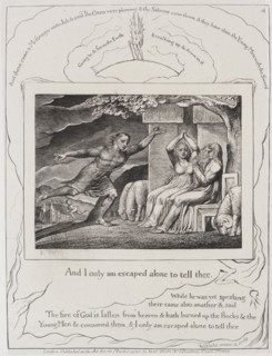 The Book of Job:  Pl. 4, and I only am escaped alone to tell thee, 1825. William Blake (British,