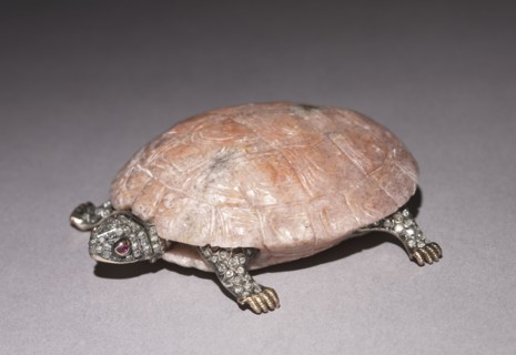Turtle Bell Push, late 1800s-early 1900s. Firm of Peter Carl Fabergé (Russian, 1846-1920). Agate,