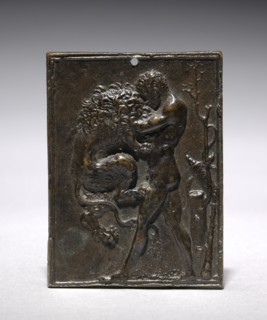 Hercules and the Nemean Lion, 16th century. Moderno (Italian, 1467-1528). Bronze; overall: 7.6 x 5