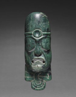 Elongated Mask Ornament, c. 900-300 BC. Mexico, Olmec, 1200-300 BC. Greenstone; overall: 13.8 cm (5