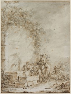Frontispiece for an Album of Drawings: Peasants at a Fountain, 1784. Dirk Langendijk (Dutch,