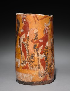 Cylindrical Vessel with Palace Scene, 600-900. Mexico or Central America, Maya stye (250-900).