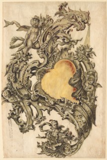 Cartouche with Putti, second half 1700s. Franz Xaver Habermann (German). Pen and black ink and