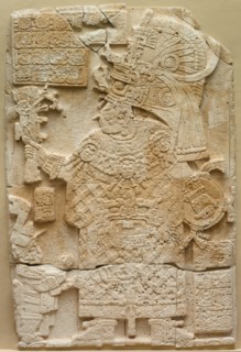 Front Face of a Stela (Free-standing Stone with Relief), 692. Mesoamerica, Guatemala, Department of