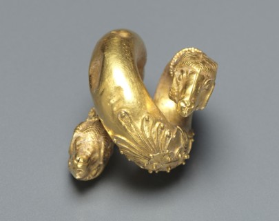 Hair Ringlet with Ram Head, c. 4th Century BC. Greece, Hellenistic period. Gold; overall: 3.2 cm (1