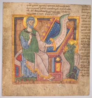 Miniature from a Latin Bible: St. Luke, c. 1100. France, Burgundy, Abbey of Cluny, early 12th