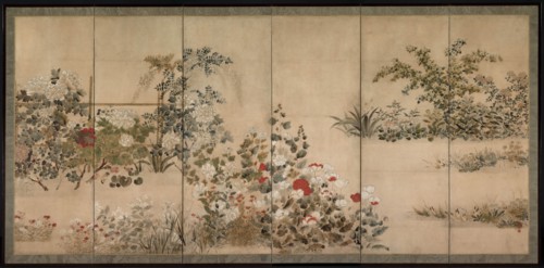Flowers of the Four Seasons, mid-1600s. Kitagawa Sosetsu (Japanese, active 1639-50). Pair of