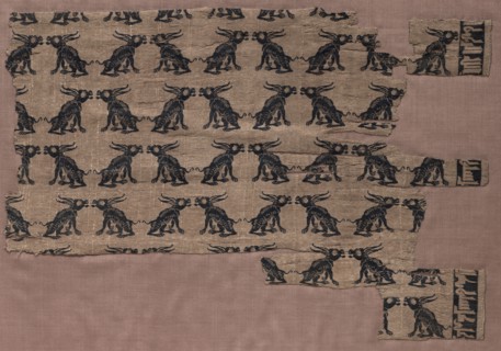 Fragment with Rows of Confronted Rabbits, 900s. Iran or Iraq ?, Buyid period, 10th century.