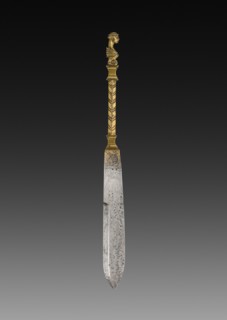 Table Knife, c. 1500. Flanders, 16th century. Gilt bronze and steel; overall: 18.5 cm (7 5/16 in.).