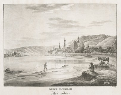 Nieder-oesterreich, Stadt Stein, 1819. Jakob Alt (Austrian, 1789-1872). Lithograph