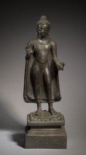Standing Buddha, 591. Northeastern India or Nepal, Gupta/Licchavi period. Bronze; overall: 46.5 x