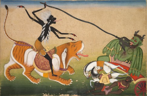 Kali Attacking Nisumbha, c. 1740. India, Pahari, possibly Guler, 18th century. Color on paper;