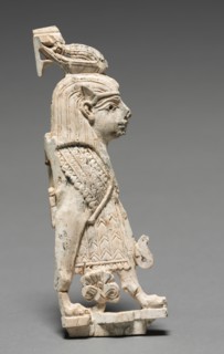 Decorative Plaque: Winged Sphinx, 900-800 BC. Phoenician, Iraq, Nimrud, 9th-8th Century BC. Ivory;