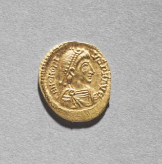Solidus of Arkadios (obverse), 395-408. Byzantium, Constantinople, Byzantine period, late 4th-early