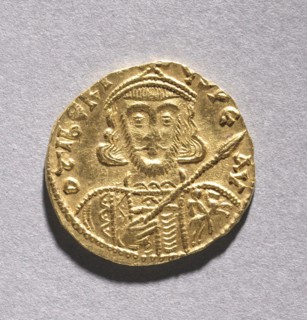 Solidus with Tiberius III Apsimarus (obverse), 698-705. Byzantium, Constantinople, late 7th-early