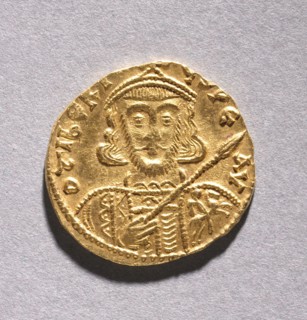 Solidus with Tiberius III Apsimarus, 698-705. Byzantium, Constantinople, late 7th-early 8th century