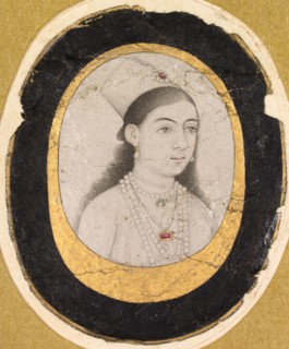Jewel Portrait of a Young Girl, c. 1660. India, Mughal, 17th century. Ink drawing with slight