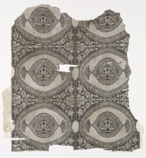 Lampas with confronting peacocks, 1660-1955. Probably Iran. Lampas weave, silk; overall: 59 x 57.4