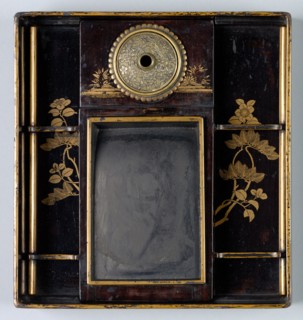 Writing Box (Suzuribako) with Design of Pine, Camellia and Bamboo, 1400s. Japan, Muromachi Period