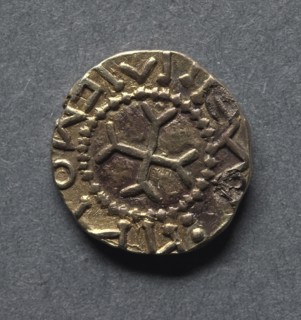 Witmen Tremissis (reverse), early 600s. England, Anglo-Saxon, early 7th century. Gold