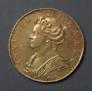 Five Guineas (obverse), 1703. England, Anne, 1702-1714. Gold