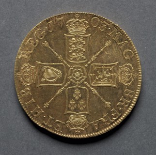 Five Guineas (reverse), 1703. England, Anne, 1702-1714. Gold