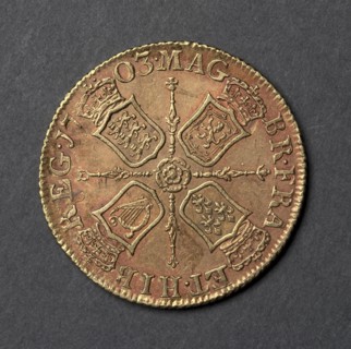 Guinea (reverse), 1703. England, Anne, 1702-1714. Gold