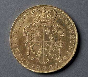 Five Guineas (reverse), 1731. England, George II, 1727-1760. Gold