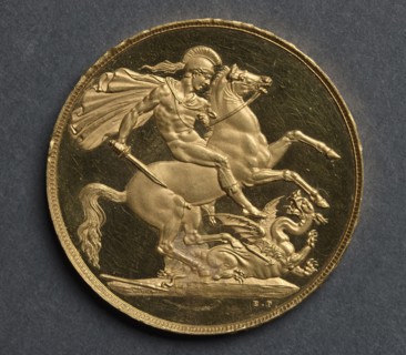 Two Pounds (reverse), 1820. Benedetto Pistrucci (Italian, 1784-1855). Gold