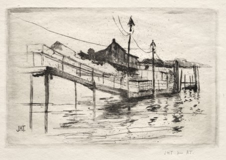 Footbridge, Bridgeport, Connecticut. John Henry Twachtman (American, 1853-1902). Etching