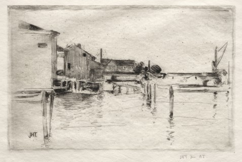 The Dock, Bridgeport, Connecticut. John Henry Twachtman (American, 1853-1902). Etching