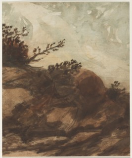 Sunset Over the Hill, last half 1800s. Alphonse Legros (French, 1837-1911). Watercolor and gouache;